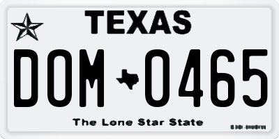 TX license plate DOM0465