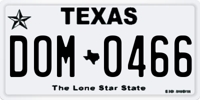 TX license plate DOM0466