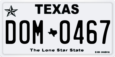 TX license plate DOM0467