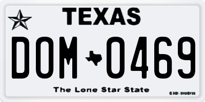 TX license plate DOM0469
