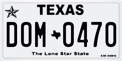 TX license plate DOM0470
