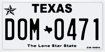 TX license plate DOM0471