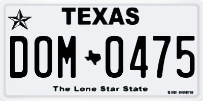 TX license plate DOM0475