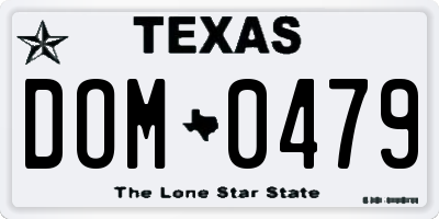 TX license plate DOM0479