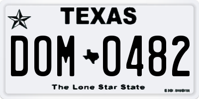 TX license plate DOM0482