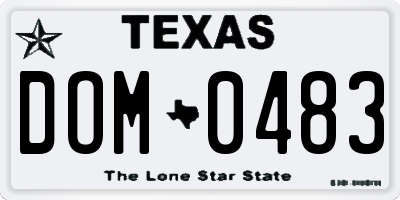 TX license plate DOM0483