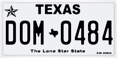 TX license plate DOM0484