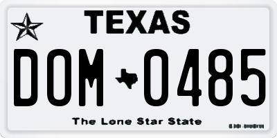 TX license plate DOM0485