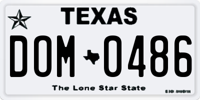 TX license plate DOM0486