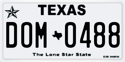 TX license plate DOM0488