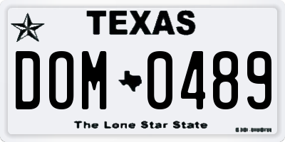 TX license plate DOM0489