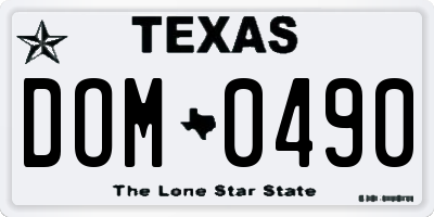 TX license plate DOM0490