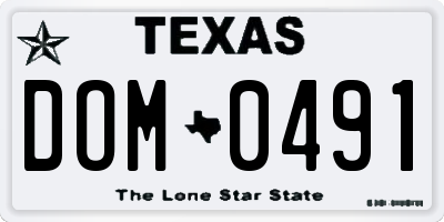 TX license plate DOM0491
