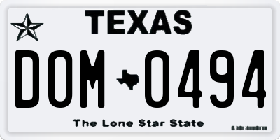 TX license plate DOM0494
