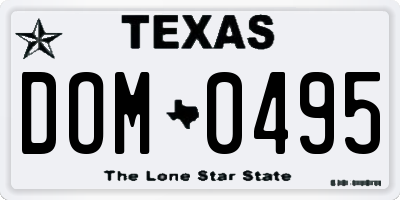 TX license plate DOM0495