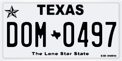 TX license plate DOM0497