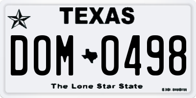 TX license plate DOM0498