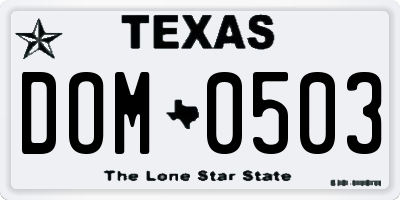 TX license plate DOM0503