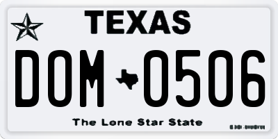 TX license plate DOM0506
