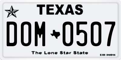 TX license plate DOM0507