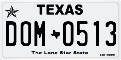 TX license plate DOM0513