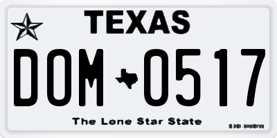 TX license plate DOM0517