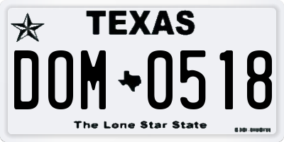 TX license plate DOM0518