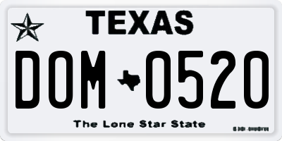 TX license plate DOM0520