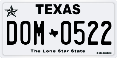 TX license plate DOM0522