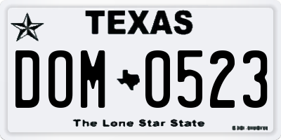 TX license plate DOM0523