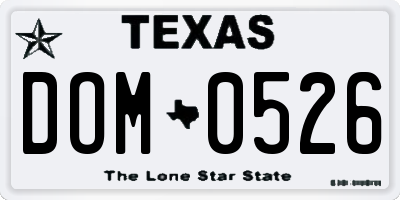 TX license plate DOM0526