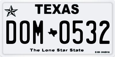 TX license plate DOM0532