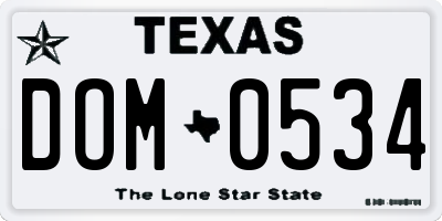 TX license plate DOM0534