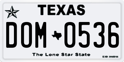 TX license plate DOM0536