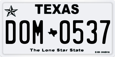 TX license plate DOM0537