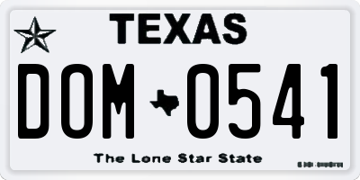 TX license plate DOM0541