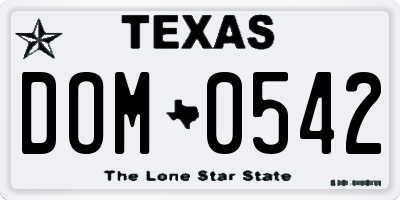 TX license plate DOM0542