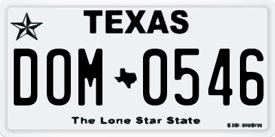 TX license plate DOM0546
