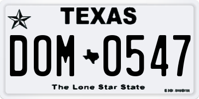 TX license plate DOM0547