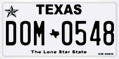 TX license plate DOM0548