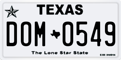 TX license plate DOM0549