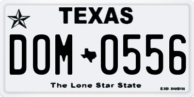 TX license plate DOM0556