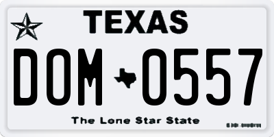 TX license plate DOM0557