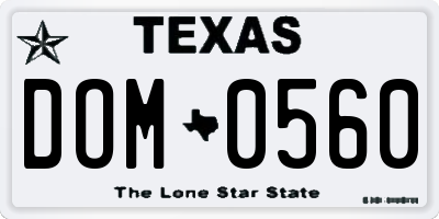 TX license plate DOM0560