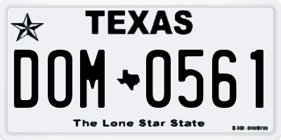 TX license plate DOM0561