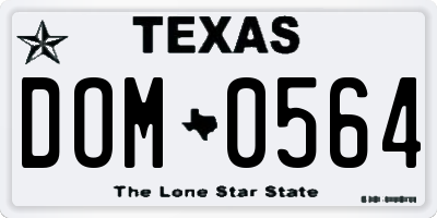 TX license plate DOM0564