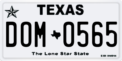 TX license plate DOM0565