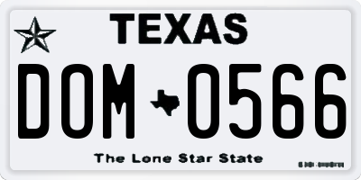 TX license plate DOM0566