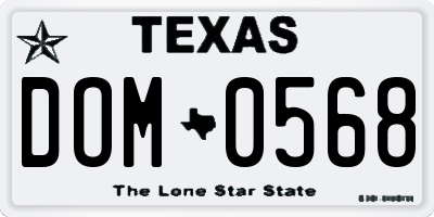 TX license plate DOM0568