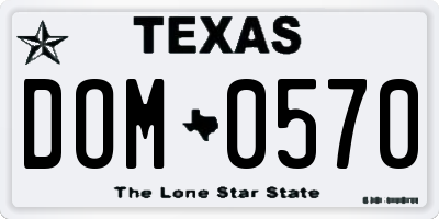 TX license plate DOM0570